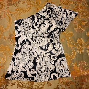 Women's Black and White printed off the shoulder top